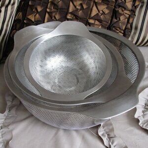 set of stainless steel strainers